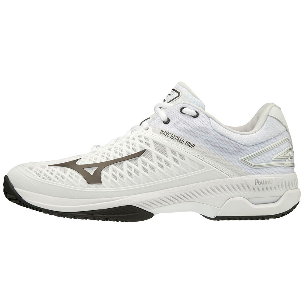 Women's Mizuno Tennis Shoes White/Black Wave Exceed Tour 4 CC Shoes - 61GC207709